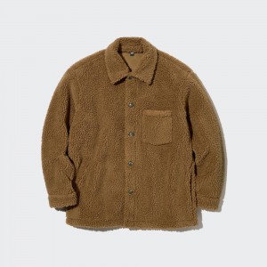 Uniqlo Windproof Outer Fleece Shirt Jacket Övertröja Herr Bruna | JWQVH-1675