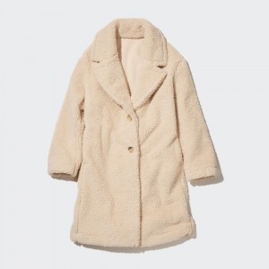 Uniqlo Windproof Outer Fleece Tailored Coat Jackor Dam Beige | KQSTR-1452