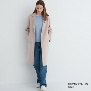 Uniqlo Wool Blend Long Coat Jackor Dam Beige | QTUXL-0978