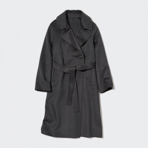 Uniqlo Wool Blend Oversized Long Coat Jackor Dam Grå | BYUAR-3805