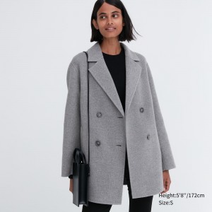 Uniqlo Wool Blend Short Coat Jackor Dam Grå | UEVNB-5642