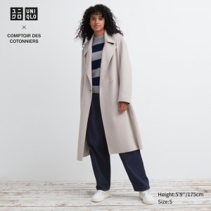 Uniqlo Wool Blend Wrap Coat Jackor Dam Beige | XYBNG-8549